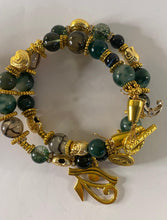 Load image into Gallery viewer, Exotic Green Smoky Ghost Agate  Gemstone Tibetan Style Double Wrap Bracelet
