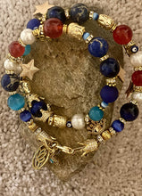 Load image into Gallery viewer, Exotic Red Agate &amp; Blue Jasper Gemstone Double Wrap Bracelet
