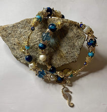 Load image into Gallery viewer, Exotic Pearl, Blue Tiger Eye &amp; Quartz Gemstone Tibetan Style Double Wrap Bracelet
