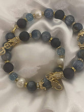 Load image into Gallery viewer, Exotic Kyanite &amp; Navy Blue Matte Agate Gemstone Tibetan Style Double Wrap Bracelet
