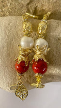 Load image into Gallery viewer, Exotic Pearl &amp; Red Jasper Gemstone Dangle Earrings
