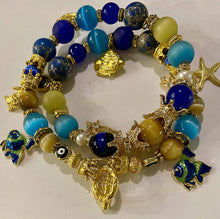 Load image into Gallery viewer, Yellow Tiger Eye &amp; Blue Jasper Gemstone Double Wrap Bracelet
