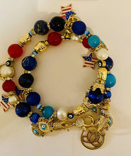 Load image into Gallery viewer, Exotic Red Agate &amp; Blue Jasper Gemstone Double Wrap Bracelet
