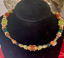 Load image into Gallery viewer, Exotic Peach, Yellow &amp; Green Agate, Yellow &amp; Light Green Cat Eye Quartz Gemstone Tibetan Double Wrap Bracelet
