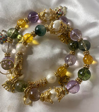 Load image into Gallery viewer, Exotic Amatrine Pearl &amp; Green Smoky Quartz Gemstone Tibetan Style Double Wrap Bracelet
